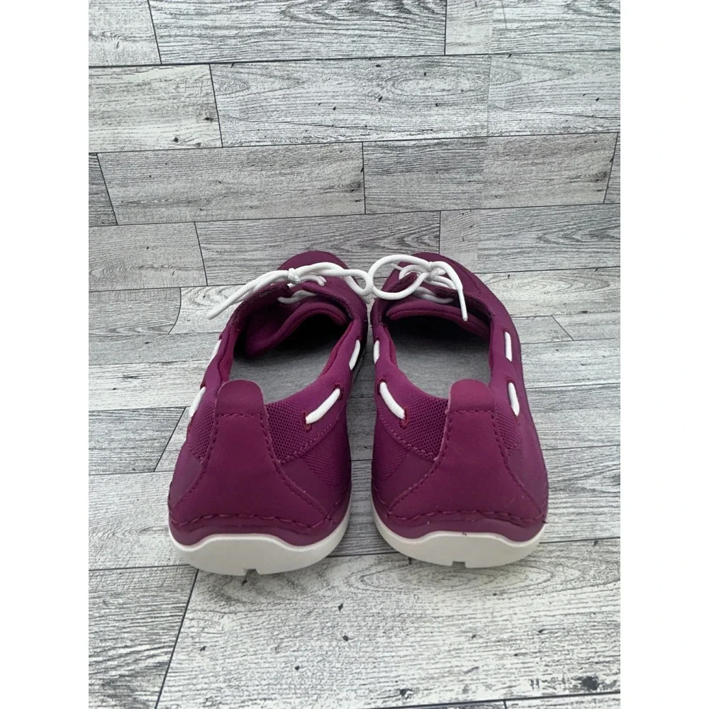 Clarks Cloudsteppers Purple Mesh Boat Shoes Women Sz‎ 9.5 M Cushion Soft Loafers